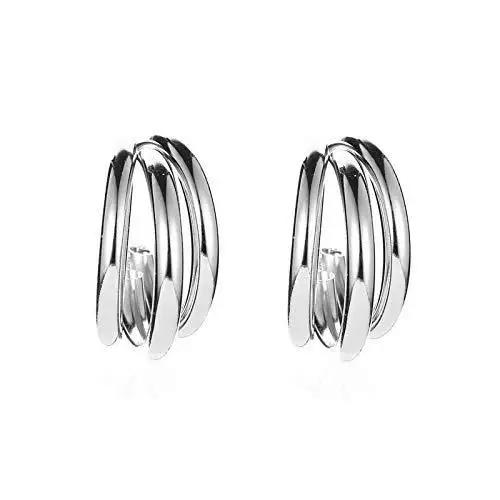 Silver Twisted Hoop Earrings