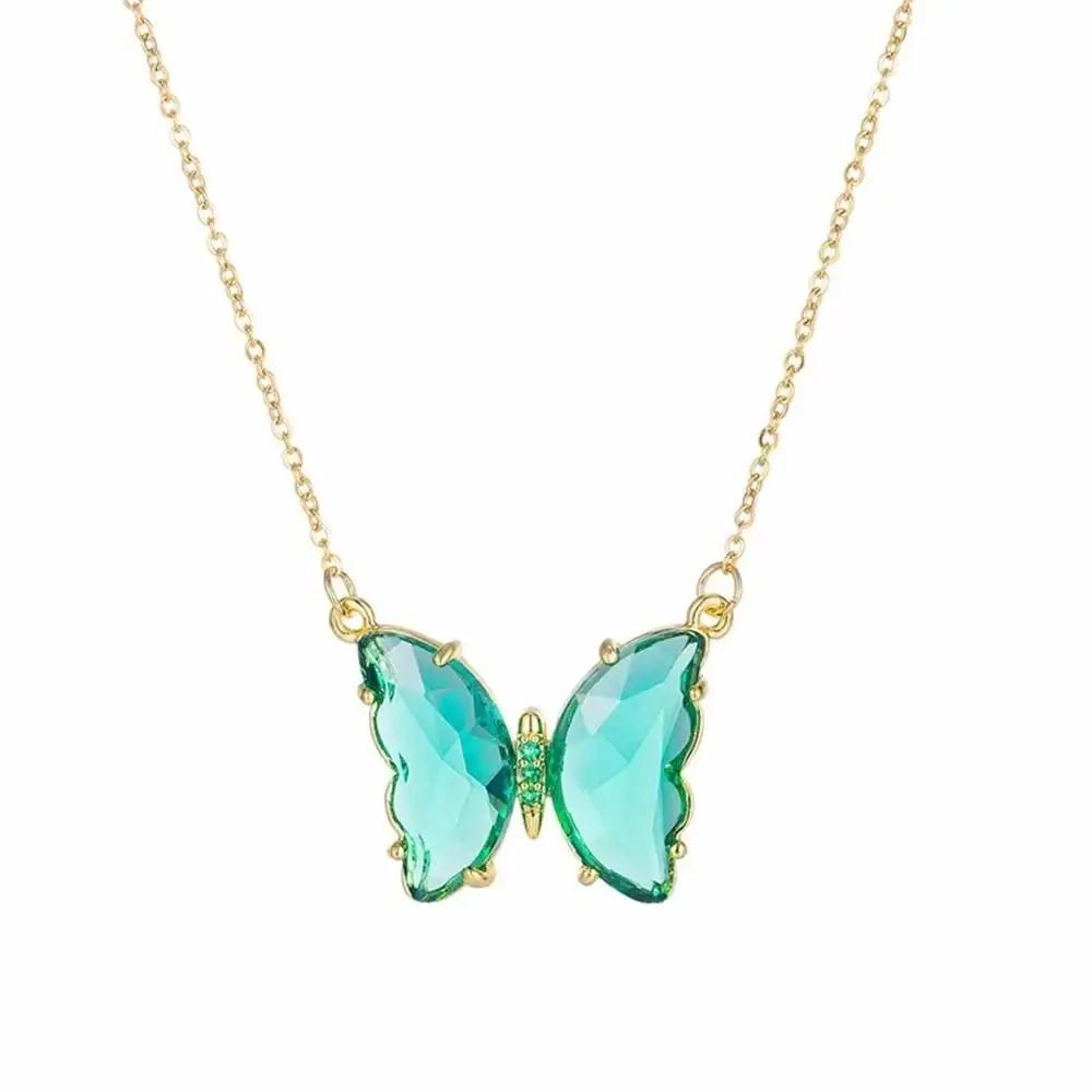 Blue Crystal Butterfly Pendant